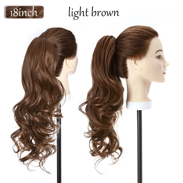 S-noilite Synthetic 12-26inch Claw Clip On Ponytail Hair Extension Ponytail Extension Hair For Women Pony Tail Hair Hairpiece light brown
