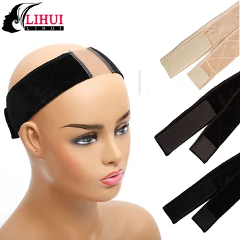 

LIHUI Brown/Black/Beige Wig Elastic Band Hand Made Non-Slip Wig Grip Band With Double Sided Velvet Adjustable Wig Hair Band