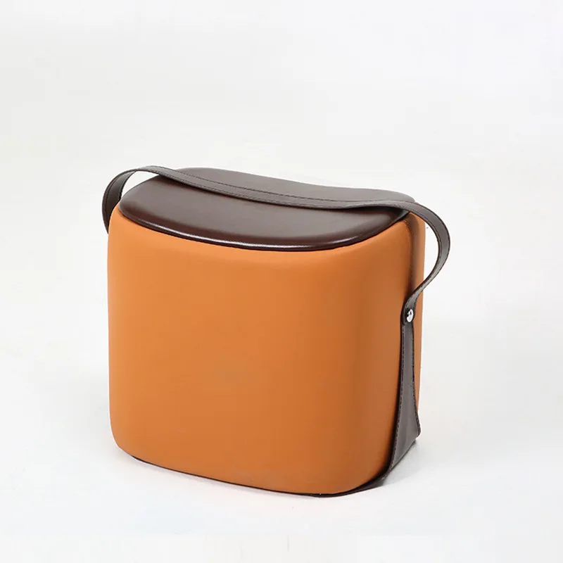 Nordic sofa stool home living room leather stool footstool sitting pier portable saddle shoe door creative shoe chan