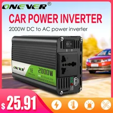 Onever Inverter 12v 220v 2000W Power Inverter DC To AC 12V To 220V Car Voltage Converter with USB Car Charger for iPhone 6 7 8