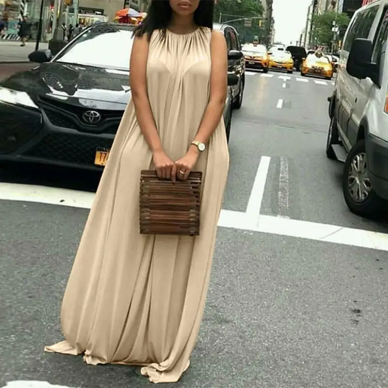 ZANZEA 2020 Women's Summer Beach Maxi Dress Bohemian Sleeveless Sundress Casual Solid Vestidos Female Lace Up Robe Plus Size 5XL ZANZEA 2020 Women's Summer Beach Maxi Dress Bohemian Sleeveless Sundress Casual Solid Vestidos Female Lace Up Robe Plus Size 5XL
