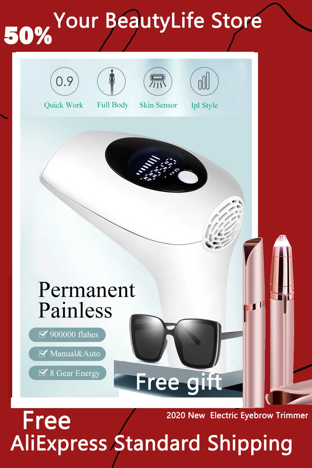 

2020 New 900000 Flashes Laser Epilator Permanent IPL Photoepilator Hair Removal depiladora Painless Electric Epilator Dropship