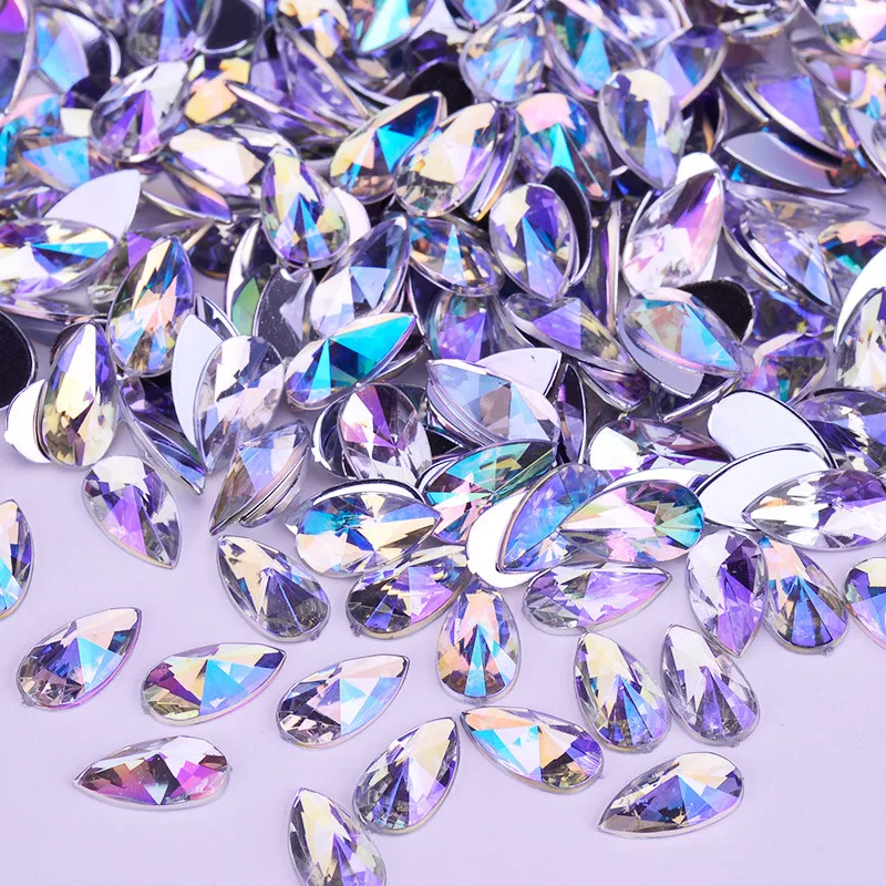 JUNAO-8-13mm-Black-AB-Crystals-Rhinestones-Drop-Flatback-Bead-Non-Hotfix-Strass-Crystal-Glue-On (1)