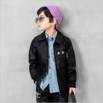 

Boys Clothing Set New Style Infant Clothes boys Faux leather coat + shirts+ jeans 3pcs boys sets Children Clothing Sets 2-6years