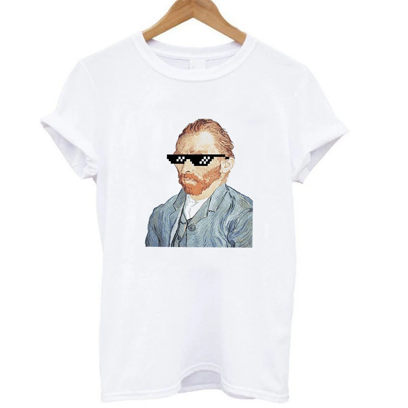 Женская Повседневная футболка с короткими рукавами с изображением маслом Ван Гога, звездная ночь, топы, летняя футболка - Цвет: WTQ0828