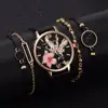 Lvpai-Conjunto de 5 uds. De relojes para mujer, pulsera de cuarzo negra, reloj de pulsera informal de cuero femenino ► Foto 1/6