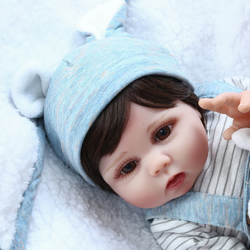 48 см реалистичный младенец Кукла reborn baby doll полный мягкий, силиконовый, гибкий милый, для новорожденных с одеялом