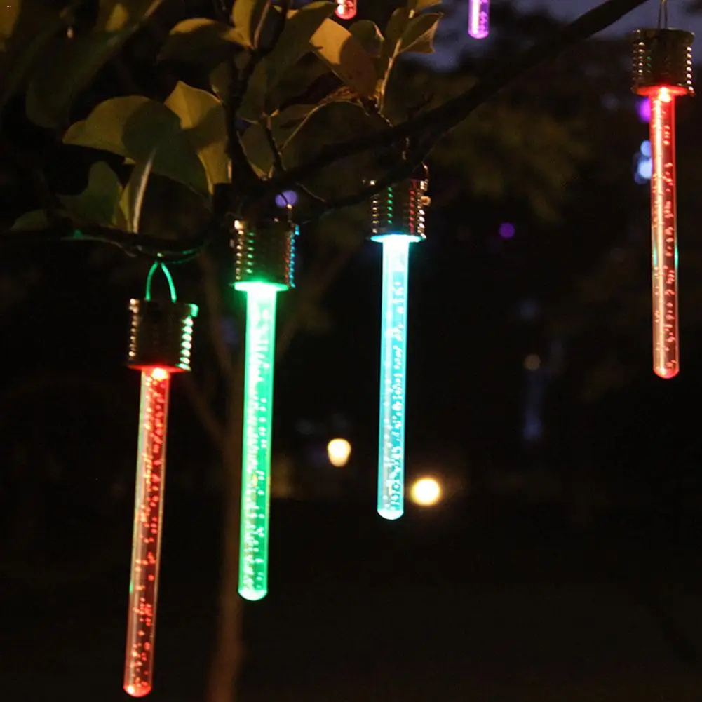 Светодиодный светильник на солнечной батарее с цветными трубками, акриловая Подвесная лампа с пузырьками, Рождественская садовая дорожка, праздничное украшение, наружная водонепроницаемая лампа