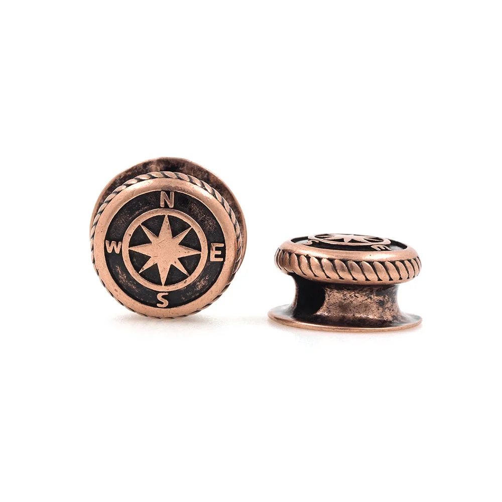 3D Brass Round Shape Compass Spacer Beads For Bracelets Necklaces Jewelry Making Accessories 20.5x11MM