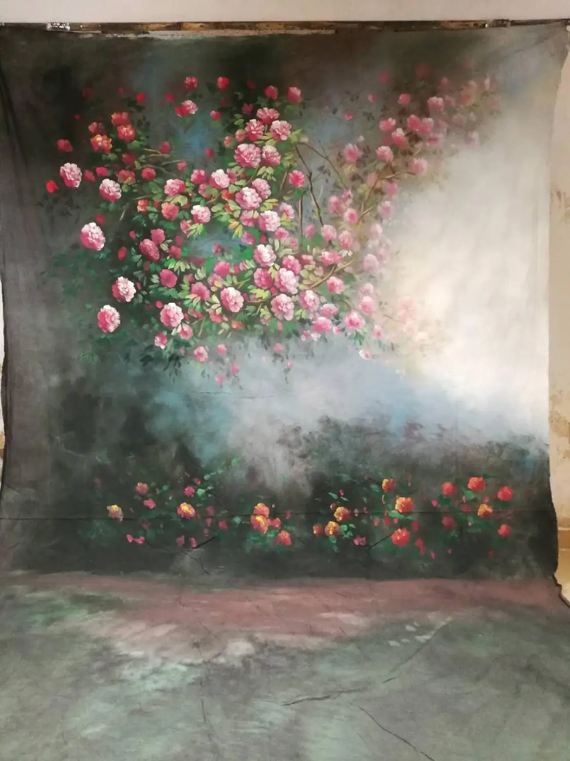 

Фотостудия из муслина ручной росписи 10x20 футов, красивый цветочный Фотофон, Свадебный индивидуальный сервис K3541