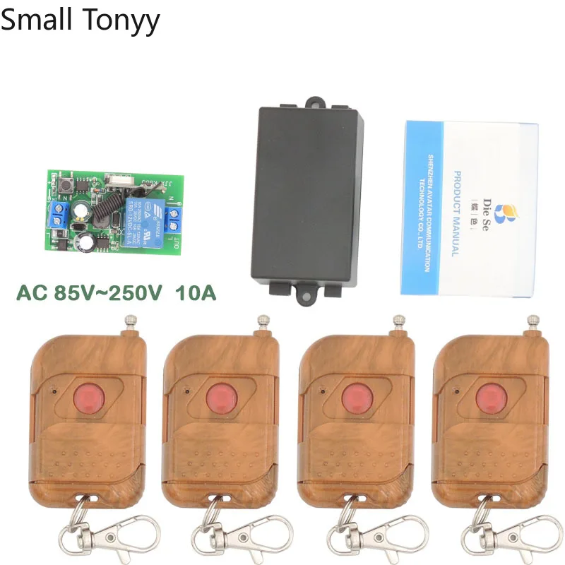 

RF Switch Remote Control AC 85~220V 10Amp 2200W 1CH Relay Receiver and Transmitter for door Control and Home appliance Control