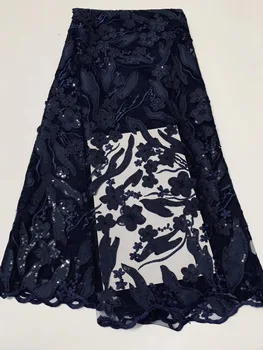 

Embroidered Nigerian Laces Fabric Bridal High Quality French Sequins Tulle Lace Fabric For Women Wedding Party Dress CD29051