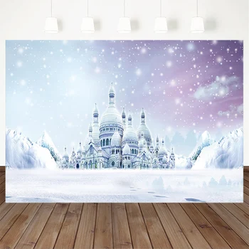 

Winter Snow Castle Photography Backdrops Wonderland Snowflake Christmas Children Backgrounds for Photo Studio