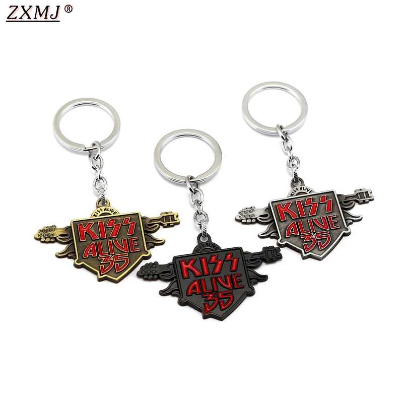 ZXMJ Kiss Alive 35 брелок с логотипом в виде букв 4 цвета Ретро стиль автомобильный кулон
