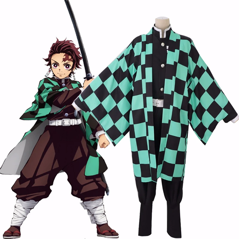 Аниме демон убийца Kimetsu no Yaiba Kamado Tanjirou костюм для косплея мужской костюм кимоно Униформа Хэллоуин вечерние полный комплект наряд