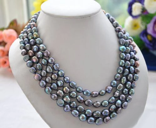 

fine jewelry Long 60" NATURE BLACK BAROQUE freshwater pearl necklace