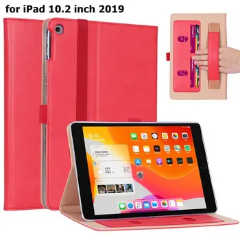 شراء 30 قطعة كتاب فليب غطاء حافظة لجهاز Ipad 10.2 بوصة 2019 7th الجنرال اللوحي مع اليد الشريط فتحات بطاقة + هدية مجانية