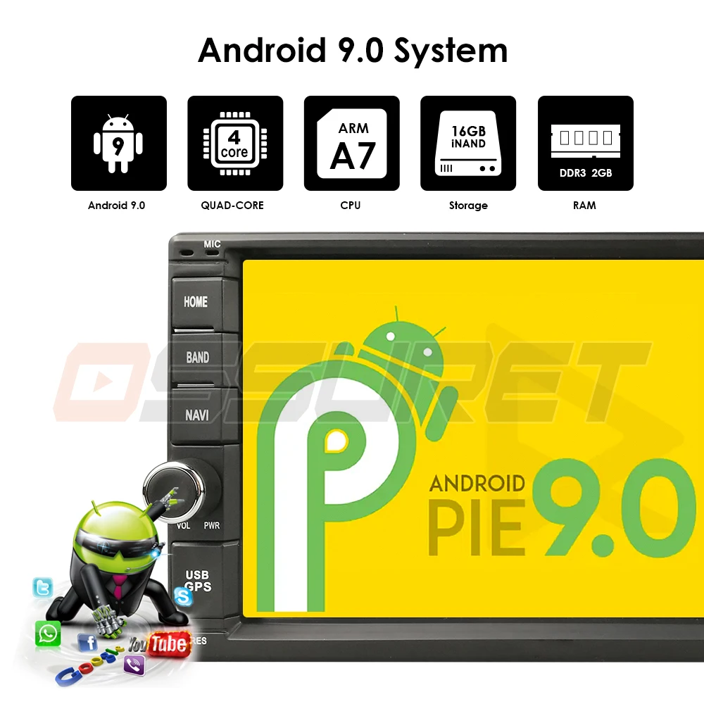 Cheap 2019 2DIN Universal Car NO DVD player Android 9.0 Auto Radio Quad Core 7 Inch  GPS Stereo Audio Head unit Support DAB DVR OBD BT 3