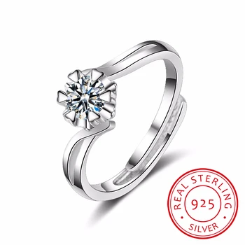 

Real 925 Sterling Silver Women Rings AAA Shiny Cubic Zirconia Prong Setting Female Luxury Wedding Ring Fine Jewelry