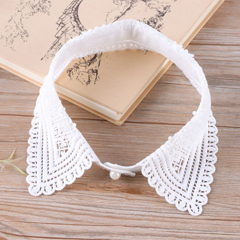 Neckline Женский шейный платок с жемчужными бусинами, ажурный кружевной воротник с кисточками, имитация воротника, вышивка, съемный ложный воротник, съемная блузка, топы - Цвет: Neckline