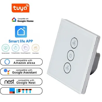 

Tuya Wifi Fan switch Remote control Stepless speed regulation touch fan switch wall speed controller switch AC110-240V