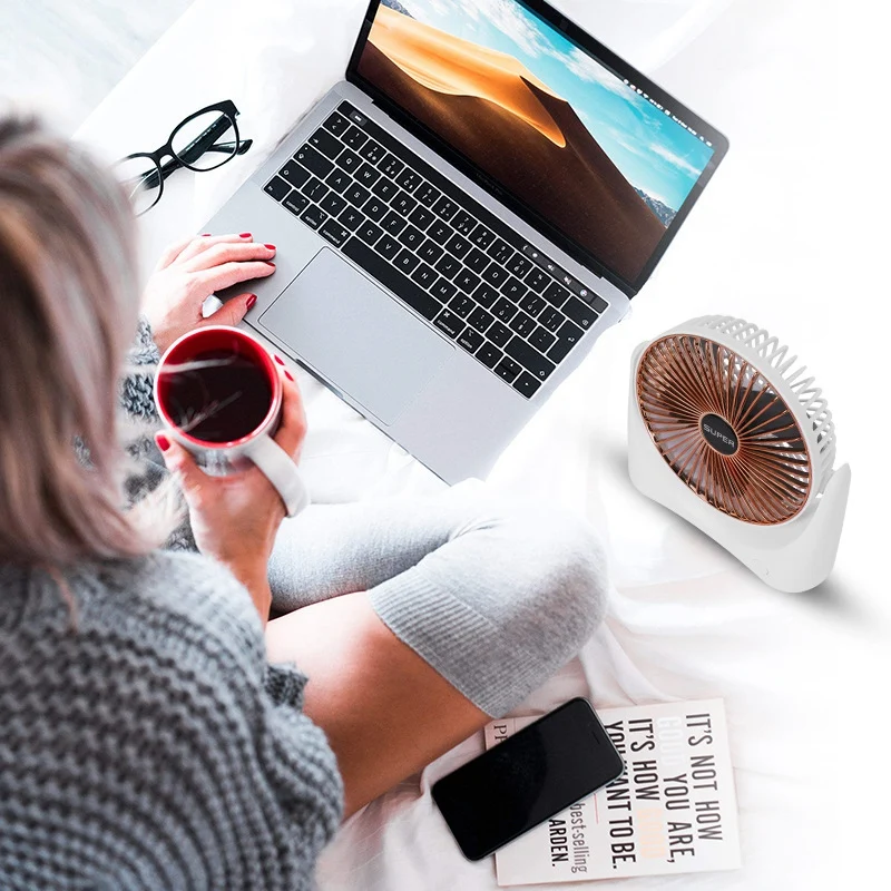 Portable Travel Battery Operated Fan Rechargeable 3 Speeds Desktop Mini Fan With Powerful Airflow For Camp And Outdoor Events, U