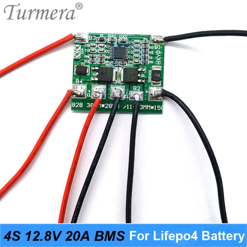 Turmera 4S 20A 12.8V 14.4V 32650 32700 Lifepo4 Battery Balanced BMS for Electric Boat Uninterrupted Power Supply 12V Car Battery 04