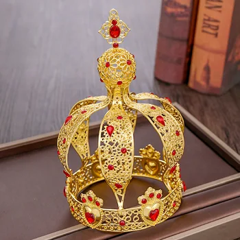 

Hot Sale Full Round Bridal Crown Fashion Metal Crystal Wedding Big Crowns And Tiaras Bride Headpieces Women Hair Accessories