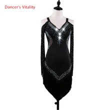 Выполненный на заказ латинское платье для танцев Для женщин девочек Румба ча-юбка Cha бального танца Конкурс костюм Костюмы алмаз платье для танцев