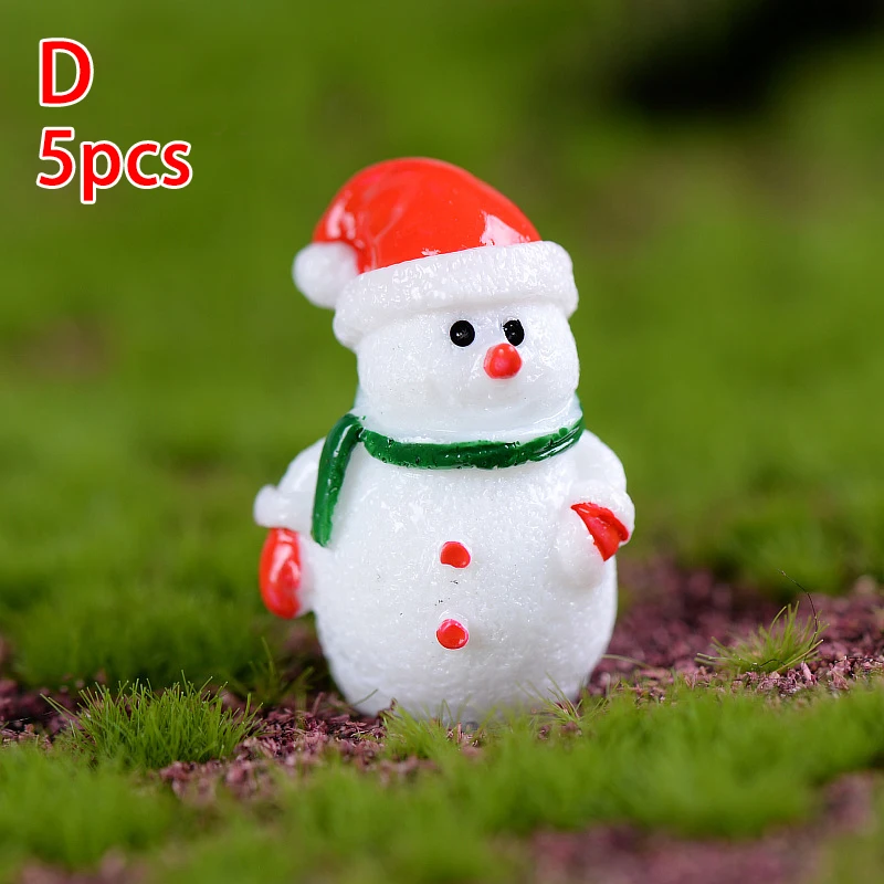 5 шт. миниатюры Merry christmas Подарочная коробка Санта Клаус Снеговик Декор сани микро Пейзаж снег сцена ремесла орнамент - Цвет: D