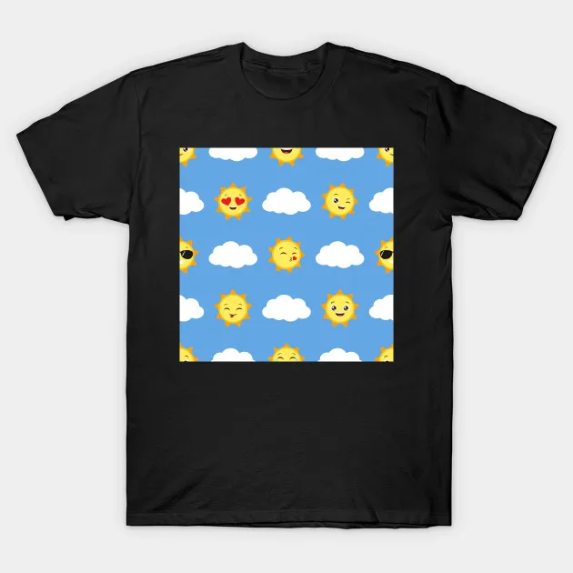 Мужская футболка солнце и облака бесшовные Emojis Футболка женская | одежда