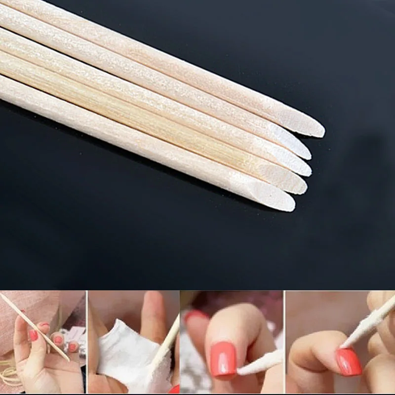 

100pc/pack Nail Art Wood Stick Double-sided Remover Cuticle Pusher Nail Dead Skin Professional Orange Sticks For Manicure