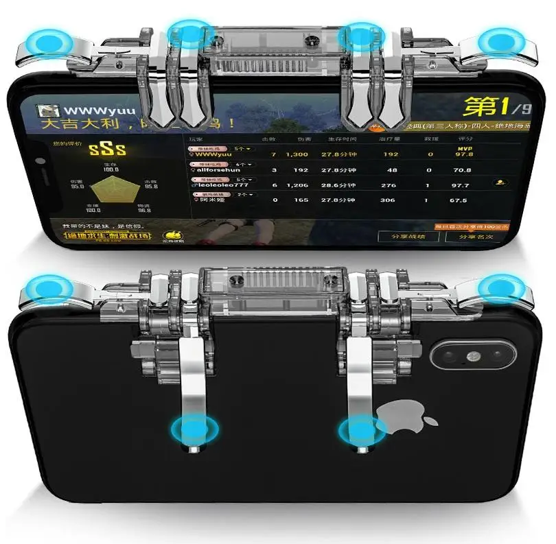 K19 Quick Reflection Button Mobile Game 6 Fingers Linkage Trigger Controller Portable Adjustable Gaming Accessories For Phone