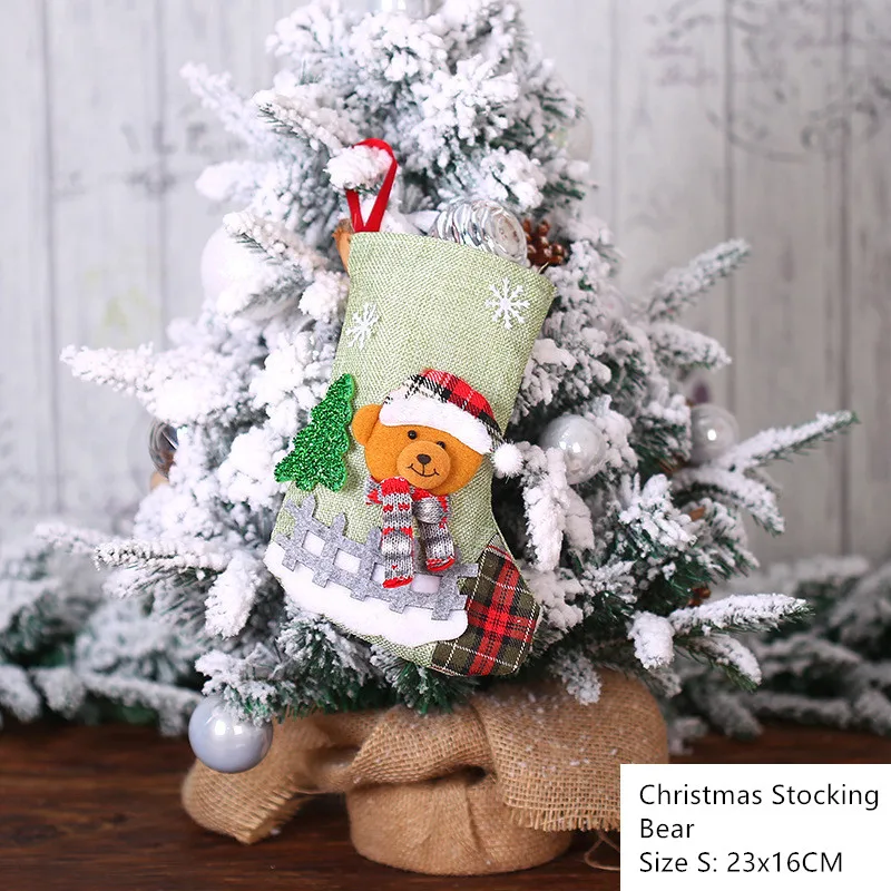 S- bear Новогодний Рождественский чулок новогодний мешок Подарочный мешок конфет Noel рождественские украшения для дома Natal Navidad носок Декор рождественской елки - Цвет: S- bear