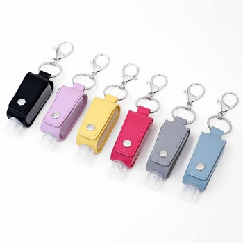 

Disinfect Hand Sanitizer Leather Keychain Holder Travel Bottle Refillable Containers 30ml Reusable Bottles With Keychain Carrier