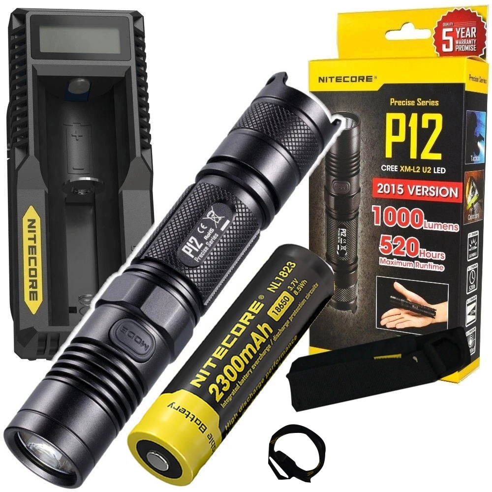 NITECORE P12 Тактический светильник-вспышка CREE XM-L2 U2 Led Макс 1000 люмен дальность луча 232 м наружный светильник поисково-спасательный фонарь - Испускаемый цвет: p12 NL1823 UM10