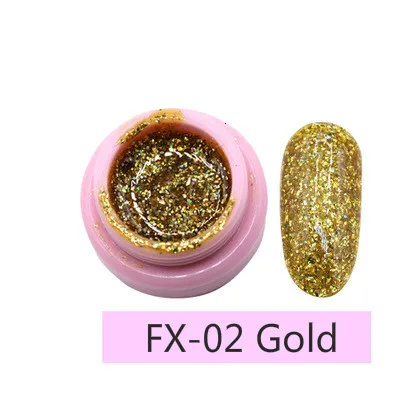 Последние 12 цветов блесток УФ-гель для ногтей замачивается Полупостоянный Блеск Гель-лак сверлильный лак для ногтей DIY - Цвет: FX02gold