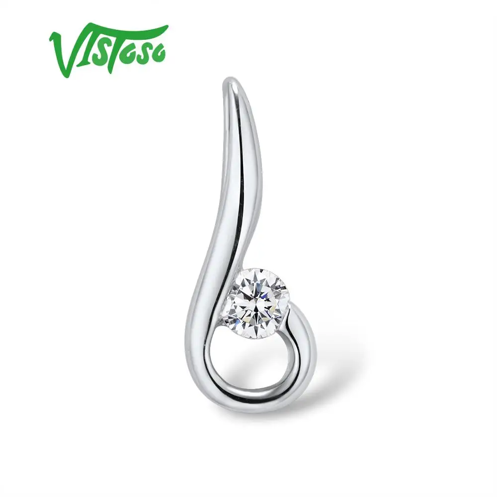 VISTOSO Pure 14K 585 белое золото сверкающий бриллиант Подвеска для женщин юбилей модные
