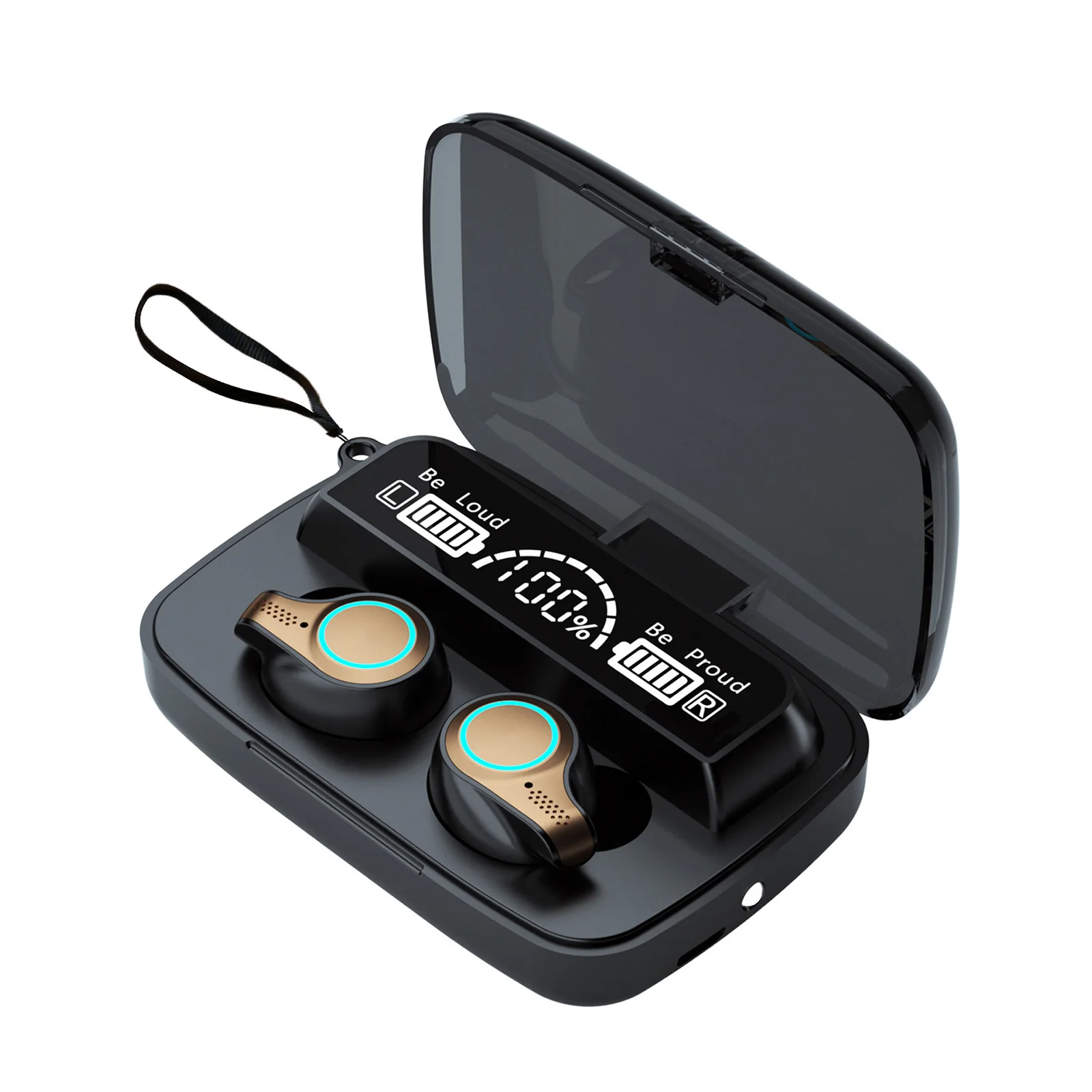 

Wireless Earbuds Bluetooth Headset Stereo Headsets Wireless Earphone M18 ABS HD LED Display Black With Cord 1 Pair Earphone