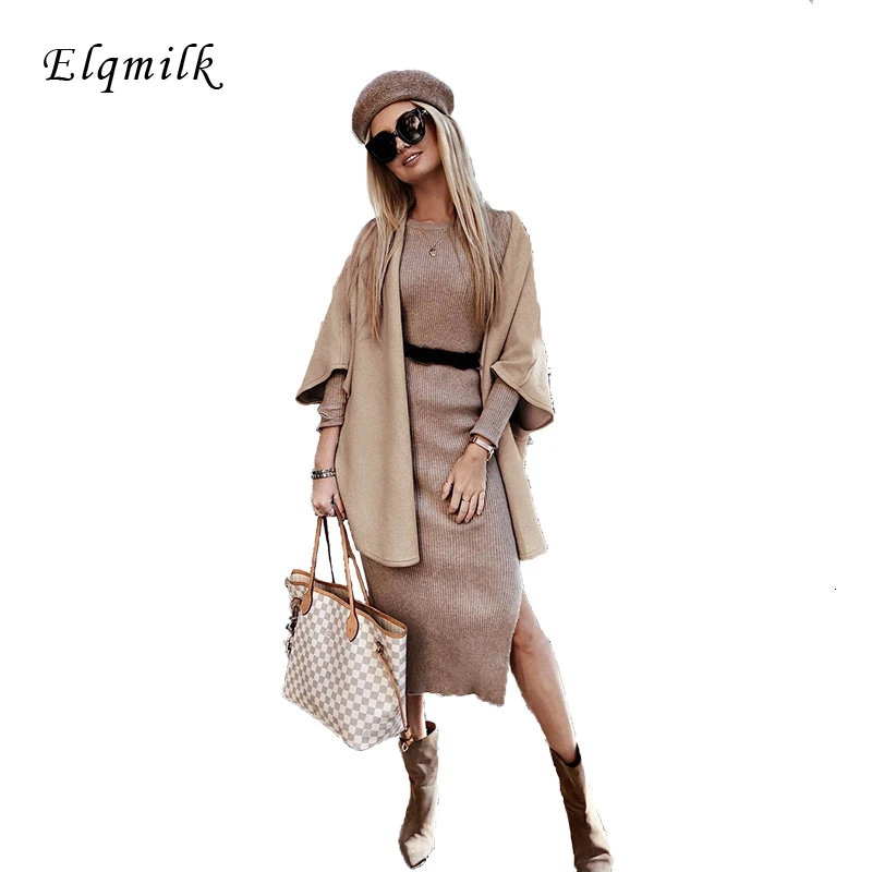 ELQMILK,, зима, новая мода, элегантные, женские, теплые кардиганы, флис, половина рукава, женский, уличный, шикарный, Женский Тренч