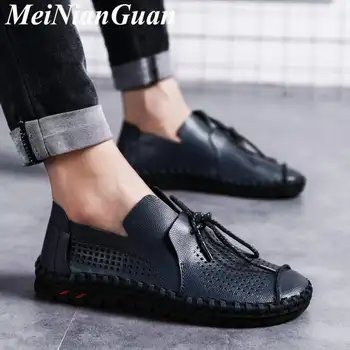 

Hollow Shoes Men Handmade Sneakers Man Plus Size Casual Leather Shoes Fashion Low Men's Summer Moccasins Classic Male Loafers L9