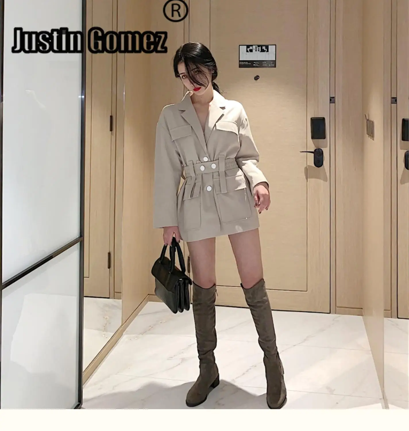 

Tooling Style Eshort Frock Jackets Women 2019 Long Sleeve Outerwear Streetwear Jacket Fashion Lady Casaco Feminino With Pockets