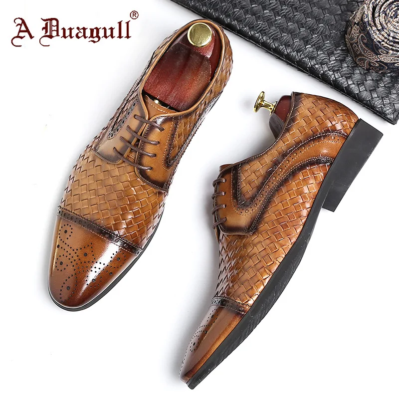 

England Leather Shoes Men Hot Selling Shoes Men Casual2019 Business Pointed-Toe Varved MEN'S Leather Shoes