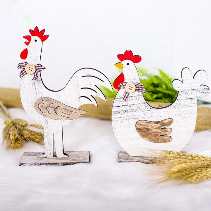 Details about   Creative Wooden Rooster Hen Shape Chicken Easter Egg Crafts Decorative Ornament 