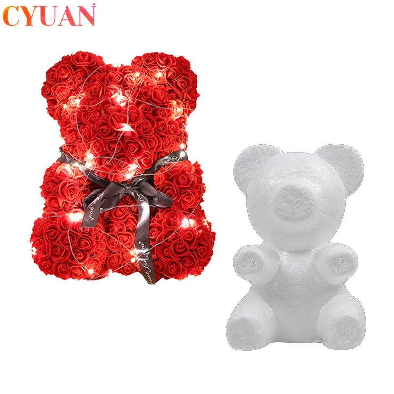 

Valentine's Day Gift Styrofoam Foam Bear Artificial Flower LED Teddy Rose Bear Birthday Party Wedding Decoration Valentines Gift