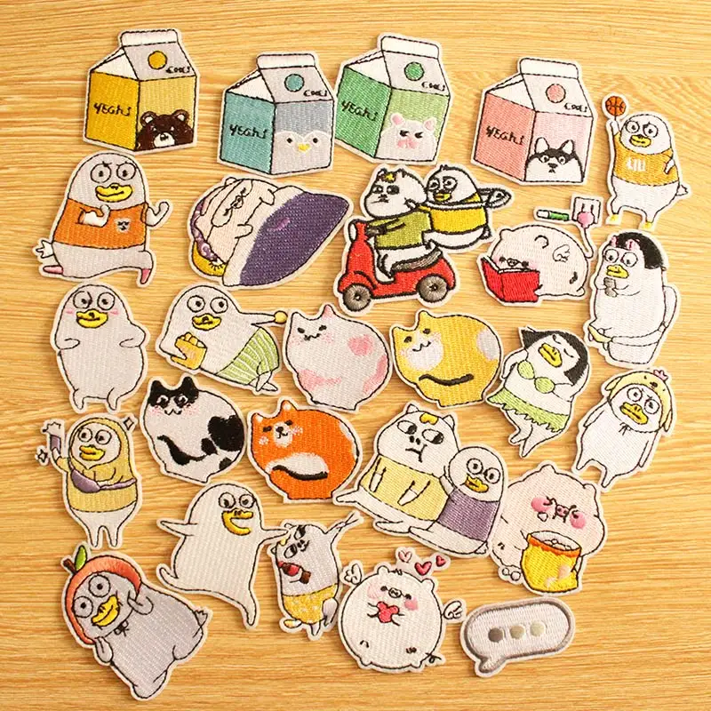 Мультяшные животные в полоску вышитые нашивки для одежды забавные хиппи