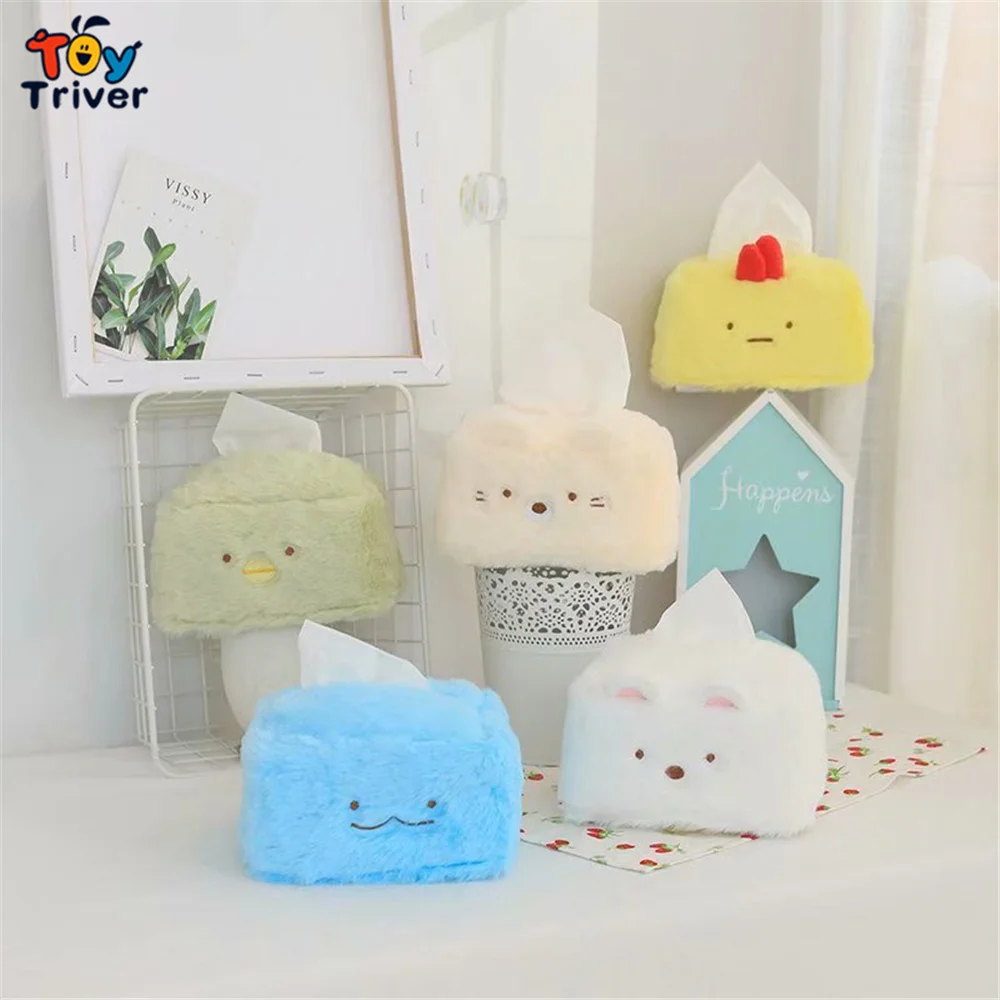 Kawaii Sumikko Gurashi, плюшевая игрушка, тривер, тканевая коробка, чехол для салфеток, бумажный держатель для салфеток, домашний магазин, декор для автомобиля, комнаты, салфетки, игрушки, подарок на день рождения