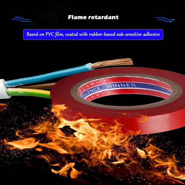 1PC 10 Metri Forte Nastro Elettrico Colore Resistente All'usura Senza Piombo Isolamento Elettrico Nastro Elettrico PVC Ritardante Quarto 6
