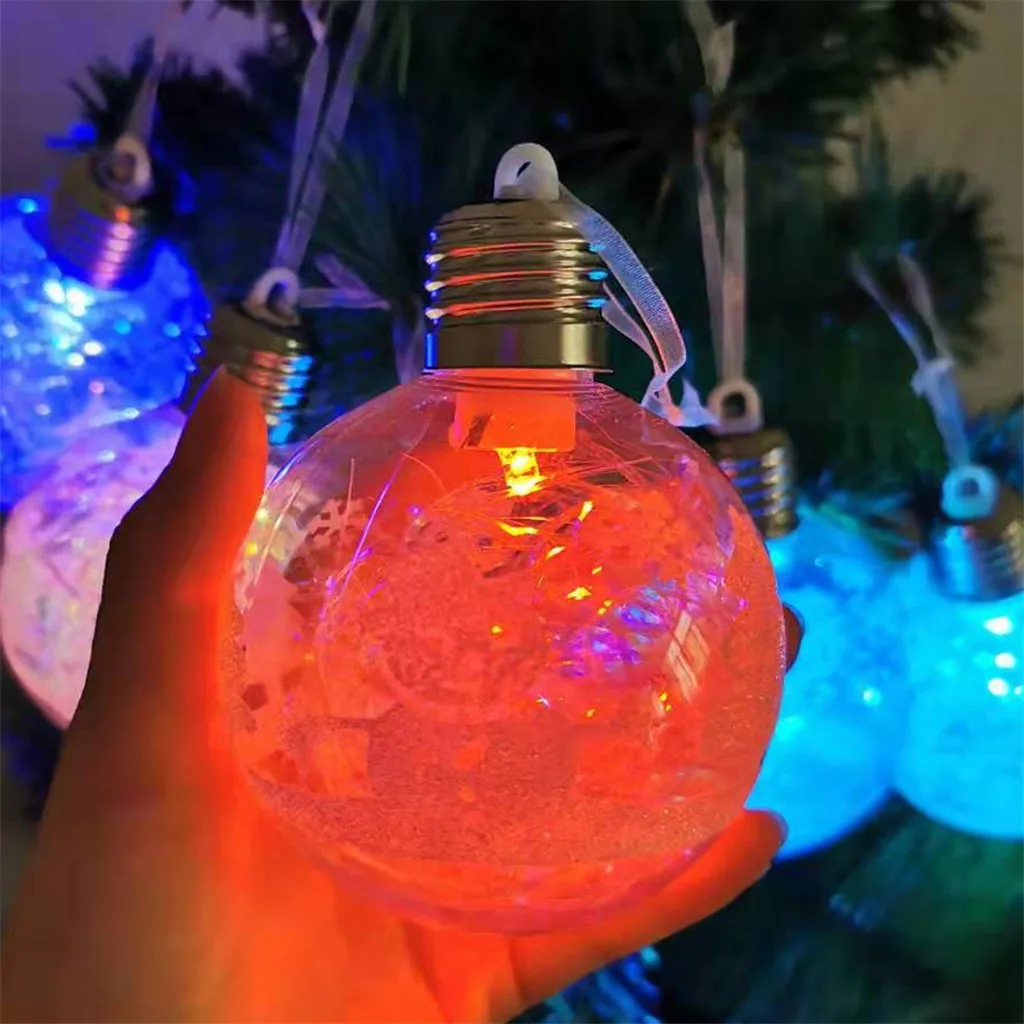 Светодиодный прозрачный шар, светодиодный светильник, снежный шар, подвесные Подвески, Рождественский Декор, новогодние украшения, рождественские украшения
