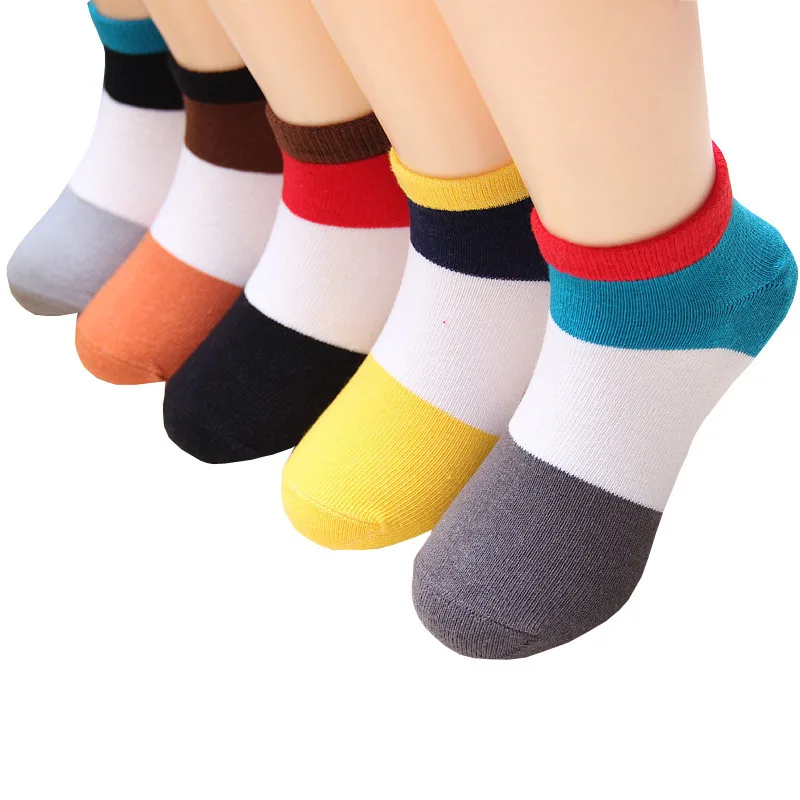 5 пар/компл. детские носки Демисезонный хлопок Носки для маленьких девочек и мальчиков Карамельный цвет От 1 до 9 лет Детские хлопковые носки в полоску - Цвет: 1
